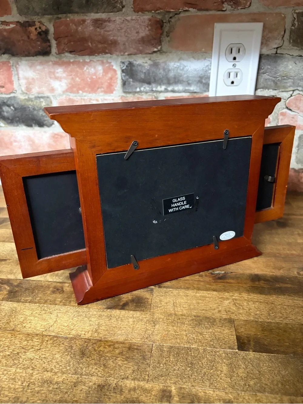 Wooden Triple Photo Frame - Rich Cherry Finish